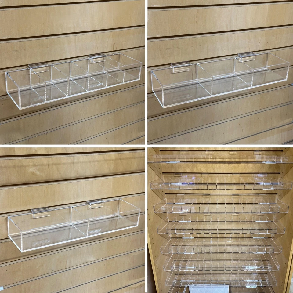 Acrylic Slatwall Display Bin – Multi-Compartments - Image 1 of 4