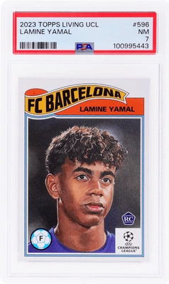 2023 Topps Living UEFA Champions League Lamine Yamal #596 PSA 7 - Image 1 of 2