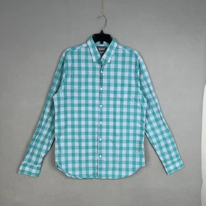 Camisa Bonobos Para Hombre Mediana Larga Verde Blanca Guinga Con Botones Ajuste Estándar - Imagen 1 de 12