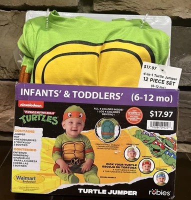 Disfraz de Tortugas Ninja Adolescentes Mutantes con las 4 Opciones de Tortugas Infantes 6-12 Meses Foto 1 de 4