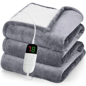 Heated Blanket Electric Throw 50"X60", Heating Blanket with 10 Heat Levels 1/... - Picture 1 of 7