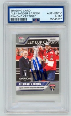 ALEKSANDER BARKOV Signed Panthers 2025 Topps CHAMPS Sticker Card PSA Auto BLEM* - Image 1 of 2
