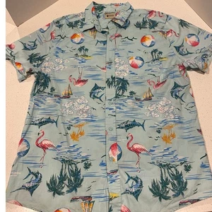 Beautiful HAGGAR Stretch Pink Flamingo Shirt Men's size XL - Picture 1 of 4