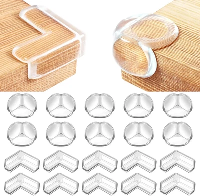 20 Paraspigoli per Bambini, in Silicone, Autoadesivi, 2 Forme, Trasparenti, Prot - Immagine 1 di 4