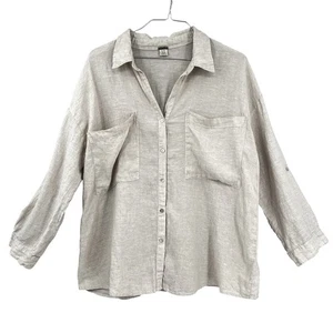 Magaschoni Linen Tunic Top Sand Women XL Lagenlook Boho Beachy Minimalist - Picture 1 of 5