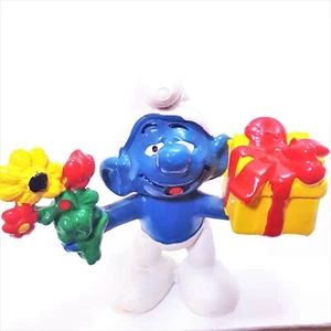 1980 Original SMURF FLOWERS PRESENT GIFT BOX Smurfs Vintage PVC Figure Toy 80S - Picture 1 of 5