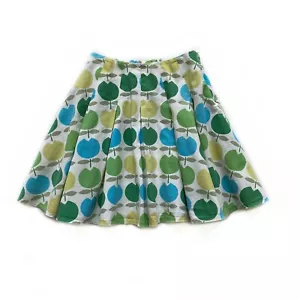 Girls 4/5 Mini Boden Apple Skirt White Green Blue Pleated Full Twirl 100% Cotton - Picture 1 of 7