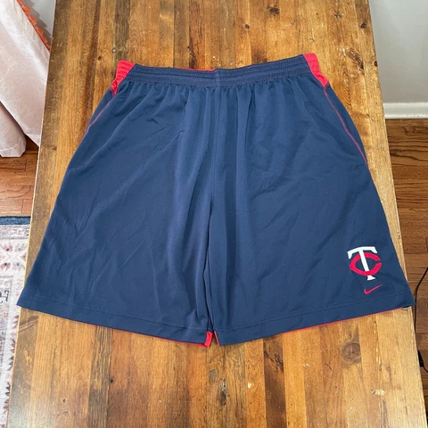 Vintage Minnesota Twins Shorts Mens 2XL XXL Blue Red Nike Team FitDry Athletic Cover