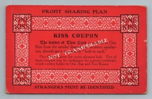Kiss Coupon Love Valentine's Day Valentine Romance Humor Comic Vintage Postcard - Picture 1 of 2