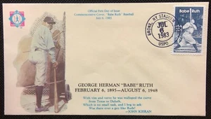Scott 2046 FDC Babe Ruth George Herman Baseball Yankees USPO Bronx NY Stadium - Picture 1 of 3