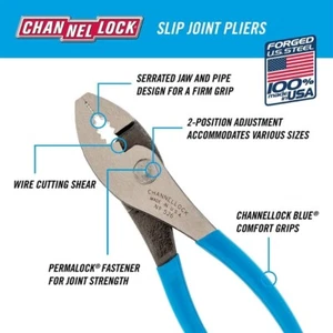CHANNELLOCK 6" SLIP JOINT PLIERS (MADE IN THE USA) #526 - Picture 1 of 8