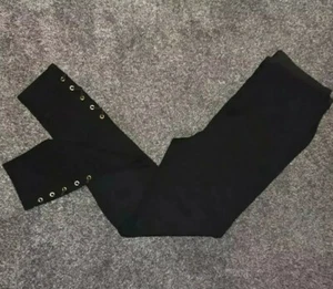 River Island Black Thick High Waist Criss Cross Bottom Detail Leggings UK 10 - Picture 1 of 8