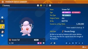 Shiny Scream Tail 6IVs Tera Type: Steel Pokémon Scarlet and Violet - Picture 1 of 3