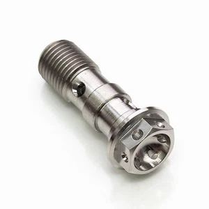 1x Double Titanium Banjo Bolt Screw M10 x 1.0 Brembo Brake 19RCS MC - Picture 1 of 3