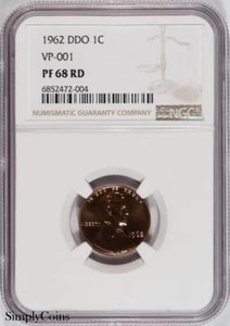 1962 DDO VP-001 Lincoln Memorial Penny Cent NGC PF68 RD TOP POP PROOF PR68 RED - Picture 1 of 2
