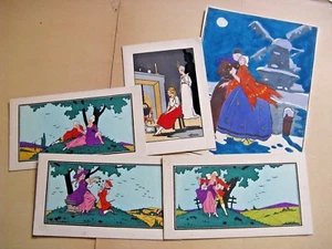 GOUACHE ORIGINALE Attr. RENE DE SAINT-MAURICE 1930 ART-DECO + CARTES BERTINI - Bild 1 von 4