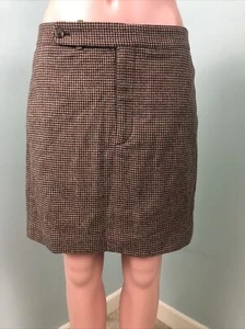 Women's Polo Ralph Lauren Brown/Tan Houndstooth Tweed Mini Skirt Sz 8 NWT - Picture 1 of 12
