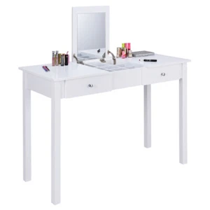 Topbuy Makeup Desk Flip Type Table Cosmetics Organizer W/ Square Dressing Mirror - Picture 1 of 10