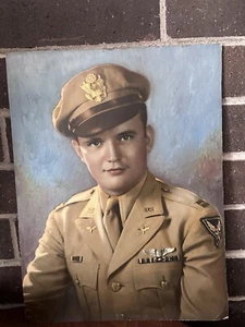 Vintage Militär Portrait Öl auf Karton 50er Jahre ohne Rahmen - Bild 1 von 9