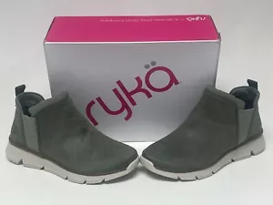Ryka Charmer Size US 7 W WIDE EU 37 Women's Slip-On Ankle Boots Vetiver Green - Picture 1 of 5