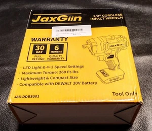 Brand New JaxGiin Cordless Electric Impact Wrench 1/2" (Tool Only) - Picture 1 of 3