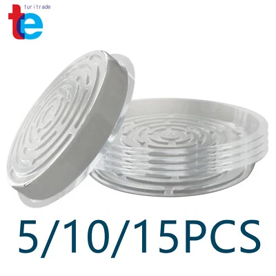 5/10/15Pcs Plastic Clear Thick Sturdy Plants Saucer Drip Trays 6/8/10/12Inch - Image 1 of 4