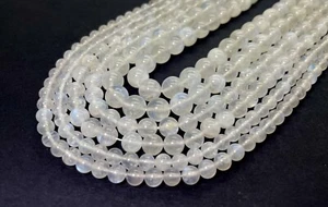 AAA Natural Blue Flash Rainbow Moonstone Polished Round Gemstone Beads PG02AAA - Picture 1 of 6