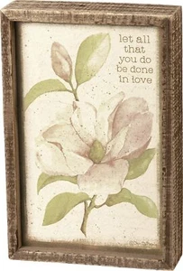 Let All You Do Be Done in Love Primitives by Kathy Floral Box Sign ~ 9 x 6 inch - Picture 1 of 1