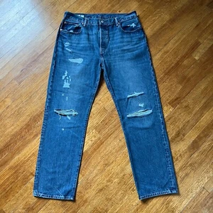 Pantalones de mezclilla Levis Premium para hombre 34x32 501 botón mosca recto Big E Distress - Imagen 1 de 23