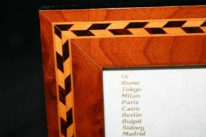 FINE ITALIAN MOULDING INLAID WOOD PHOTO FRAME FOR 4X5 W GLASS PPI HAND CRAFTED - Picture 1 of 6