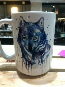 Custom Made Ceramic Mug - Abstract Wolf colorful dripping paint 15 oz Coffee Cup - Picture 1 of 1