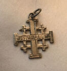 Antique Jerusalem Cross Medal Pendant silver necklace pendant 1” holy land metal