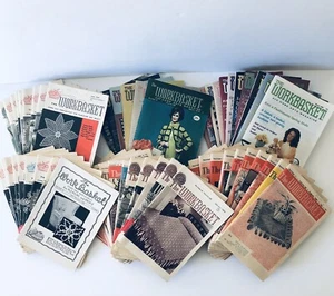 VTG Lot of 63 THE WORKBASKET MAGAZINE Needlecraft Patterns 1940s-1980s W/Case - Picture 1 of 7