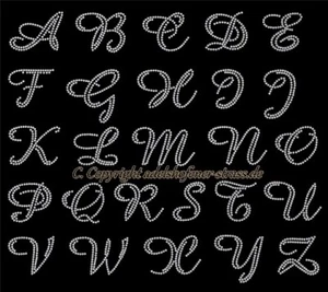 Hotfix Strass Bügelbild Buchstaben zum aufbügeln Nr.2 z.W. "A -Z" 120503 - Bild 1 von 31