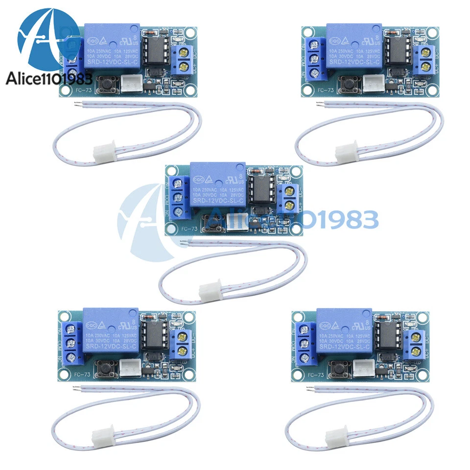 5PCS 12V 1 Channel Latching Relay Module with Touch Bistable Switch MCU Control - Image 1 of 1