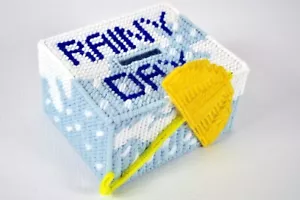 RAINY DAY Plastic Canvas BANK Handmade from Pattern COMPLETED PROJECT - Picture 1 of 5