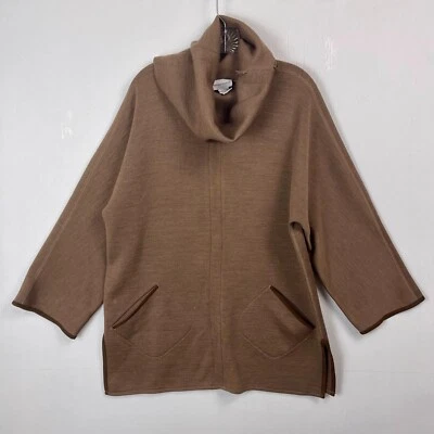 Top túnica suave envolvente para mujer mezcla de lana tejido capucha cuello peso pesado talla M Foto 1 de 4