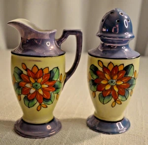 Vintage Seiei & Co Luster Ware Handpainted Muffineer Set Sugar Shaker & Creamer - Picture 1 of 19