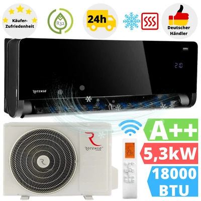 Rotenso Versu Mirror Black Klimaanlage 18000BTU Klimagerät Klima WLAN 5,3 kW A++ - Bild 1 von 4