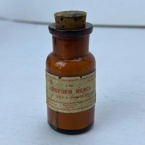 Vintage Poison Medicine Bottle Iodoform Extract Chemists New York 1 Oz Powder - Picture 1 of 6