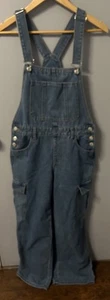 FLV Sun Y2K Cargo Utility Denim Overalls Light Wash Size L, Waist 30”. EUC. - Picture 1 of 5