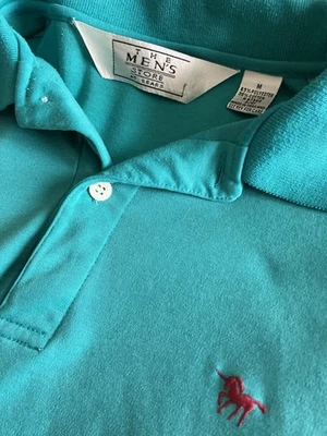 vintage 1980's sears the mens store UNICORN POLO teal pink PREPPY indie RAD Med - Image 1 of 4