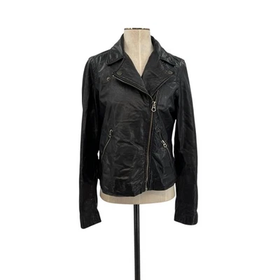 Madewell Washed Leather Motorcycle Jacket Brass Hardware Edition Black Large - Image 1 of 4