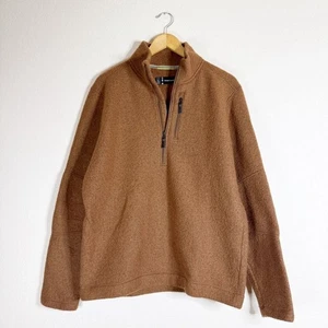 SMARTWOOL men’s acorn brown quarter zip merino wool pullover LARGE - Bild 1 von 7