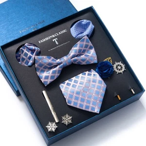 Prom Bow Tie,Necktie,Tie Clip,Hanky,Brooch,Corsage,Cufflinks 6pc Set with Box - Picture 1 of 3