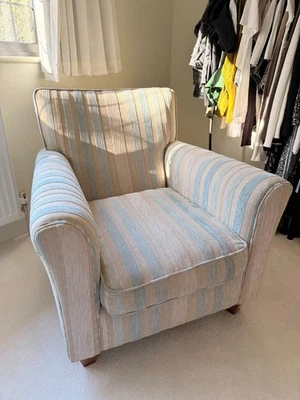 Laura Ashley Arm Chair Striped Upholstery. - Image 1 of 4