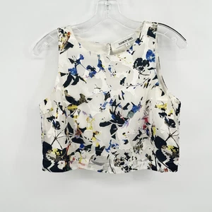 Elizabeth and James Top Small White Paterned Cropped Tank Top - Picture 1 of 6