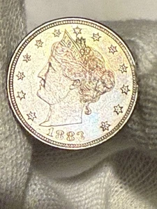1883 Liberty/"V" Nickel NO "Cents" Nice BRILLIANT UNCIRCULATED 5c Blue Hue - Picture 1 of 2