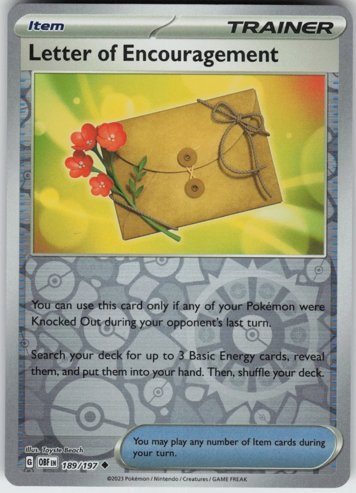 PO-01 Reverse Holo Letter of Encouragement 189/197 Uncommon SV03: Obsidian Flame - Image 1 of 1