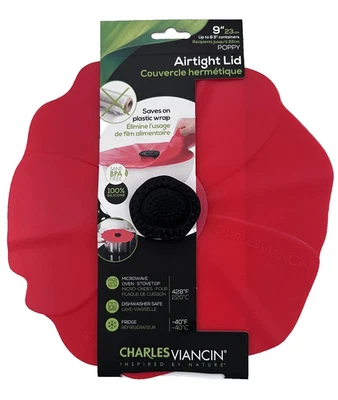 Charles Viancin 9" Diámetro Amapola Tapa Hermética 100% Silicona # 2902 NUEVO Foto 1 de 2